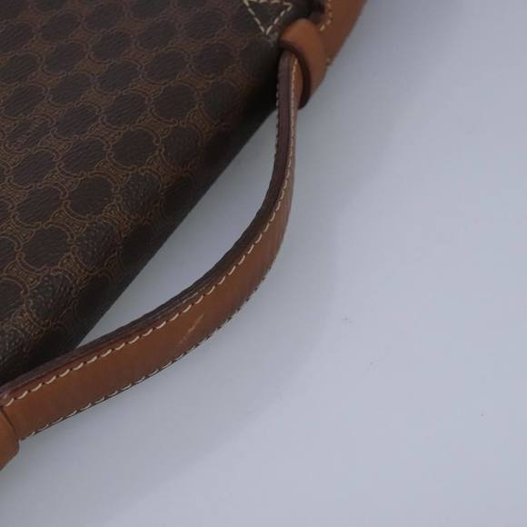 CELINE Macadam Canvas Business Bag PVC Leather 2way Brown Gold Auth 96233 - Picture 7 of 16